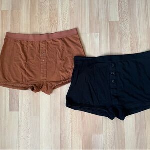 Bundle of 2 Richer Poorer Women's Black and Brown Button Femme Boxers, XL
